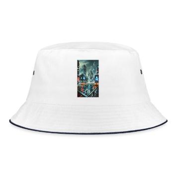 Neon city futuristic rain - Bucket Hat - white/navy - Front