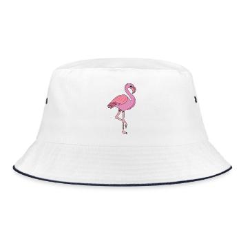 flamingo, pink - Bucket Hat - white/navy - Front