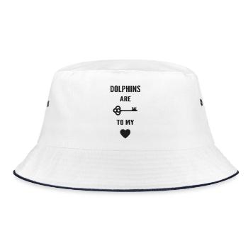 Delfine sind der Schlüssel zu meinem Herzen - Bucket Hat - Weiß/Navy - Vorne