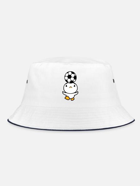 Duck Playing Soccer Header Ball Balancing Head - Bucket Hat - white/navy - Front