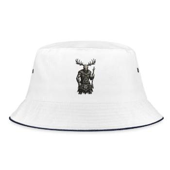 Forest Guardian | Valknut & Mjölnir Totem - Bucket Hat - white/navy - Front