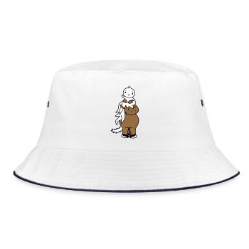 Ente reitet Kopf sitzend Pferd Reiter 2 Freunde - Bucket Hat - Weiß/Navy - Vorne