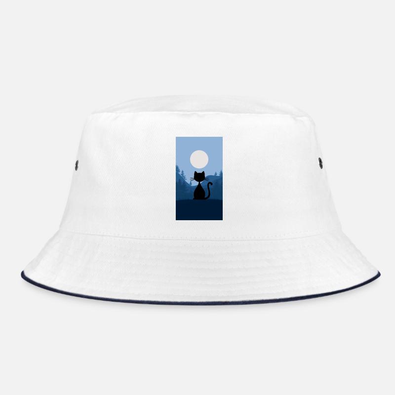 Cat in the moonlight - Bucket Hat - white/navy