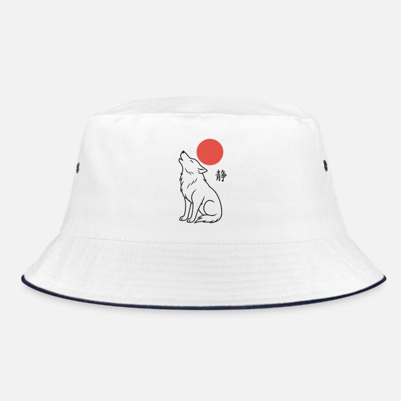 Japansischer Wolf und Roter Mond Bucket Hat