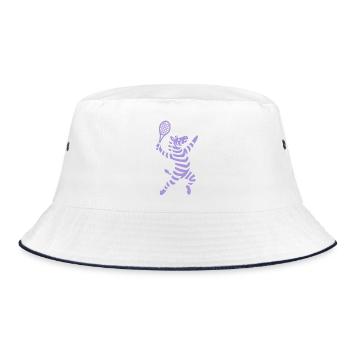 Minimalist Zebra Tennis Player Backhand - Bucket Hat - white/navy - Front