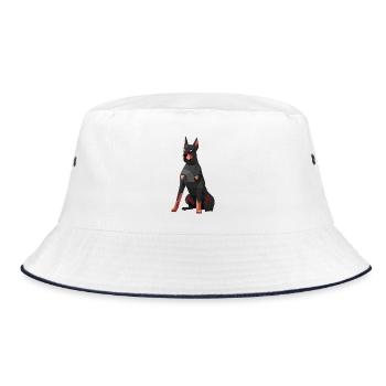 Doberman moderne – art low poly - Bob - blanc/marine - Devant