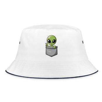 Pocket Aliens – Little Visitor - Bucket Hat - white/navy - Front