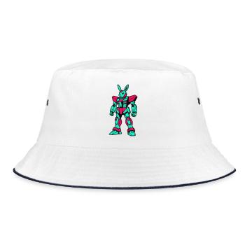 Mecha Rabbit - Bucket Hat - white/navy - Front