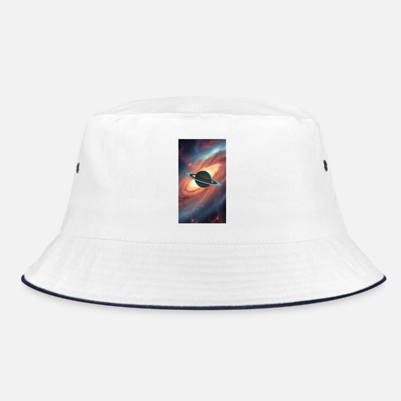 Saturn in space with galaxy background Bucket Hat