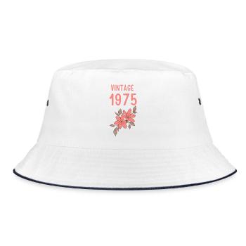 Vintage 1975 pastel floral design - Bucket Hat - white/navy - Front