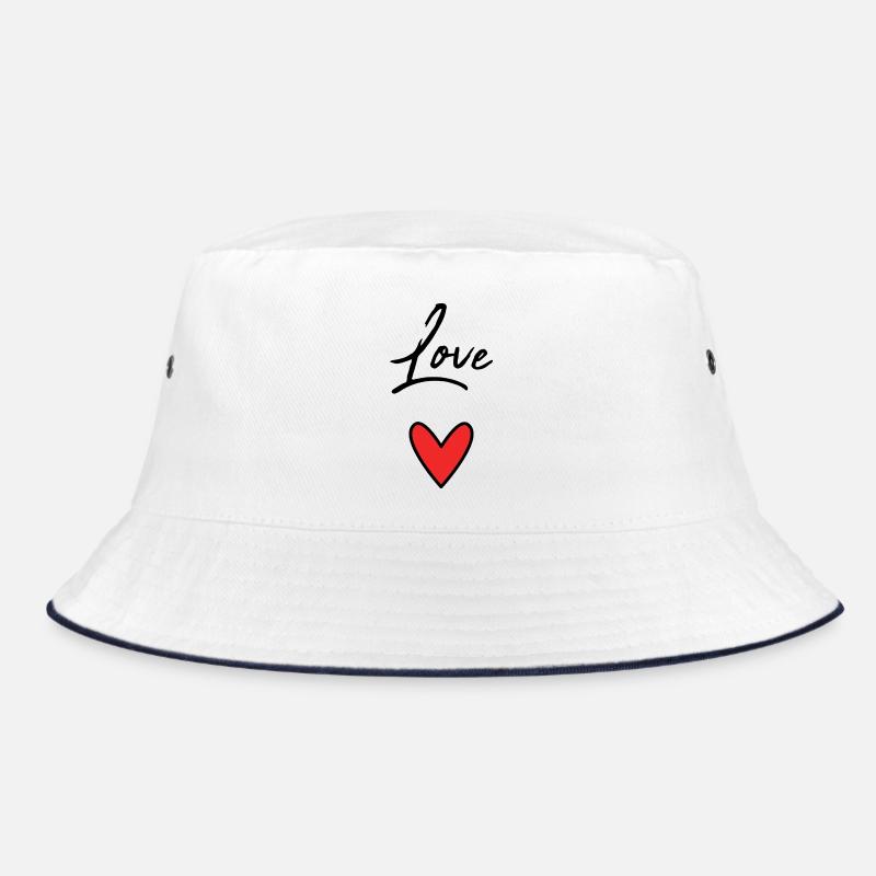Stylized heart in vibrant black and red Bucket Hat