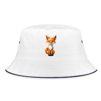 Niedliche Fuchs Illustration - Bucket Hat - Weiß/Navy - Vorne