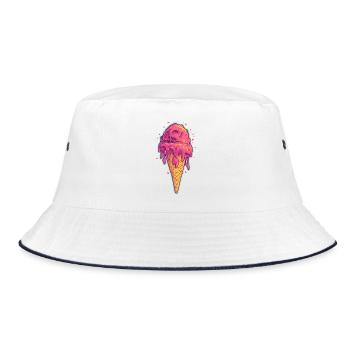 Eiscreme Eis - Bucket Hat - white/navy - Front