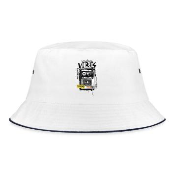 Retro Cassette Graffiti Device - Bucket Hat - white/navy - Front