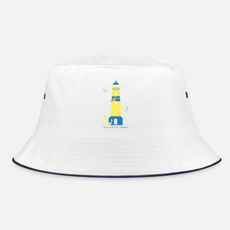 Phare avec mouettes et ancre - Bob - blanc/marine