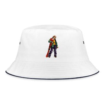 Abseits im Schnee Skifahrerin Illustration - Bucket Hat - Weiß/Navy - Vorne