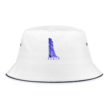 Laboe Marine-Ehrenmal – Modernes Linien-Art Design - Bucket Hat - Weiß/Navy - Vorne