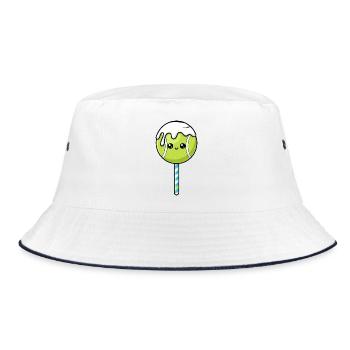 Tennis Food Cartoon Humor - Bucket Hat - Weiß/Navy - Vorne