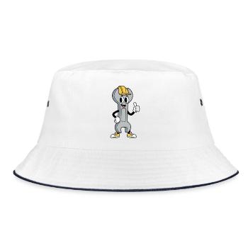 Cartoon Wrench Comic Mechaniker - Bucket Hat - Weiß/Navy - Vorne