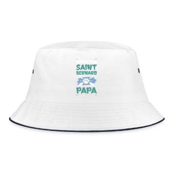 saint bernard bernhardiner hunde papa - Bucket Hat - Weiß/Navy - Vorne