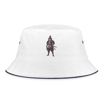 Samouraï Sengoku en Armure Pourpre - Bob - blanc/marine - Devant