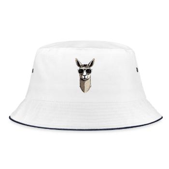 Llama with sunglasses - Bucket Hat - white/navy - Front
