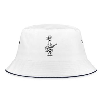 Guitar Playing Alpaca Art - Bucket Hat - white/navy - Front