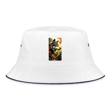 Wolf in autumn (view to the right) - Bucket Hat - white/navy - Front