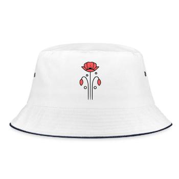 Poppy Poppies Minimalist Line Art 7 - Bucket Hat - white/navy - Front