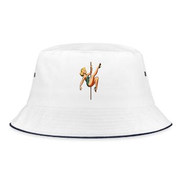 Pole Dance Poledancerin blond Retro 50er Geschenk - Bucket Hat - Weiß/Navy - Vorne