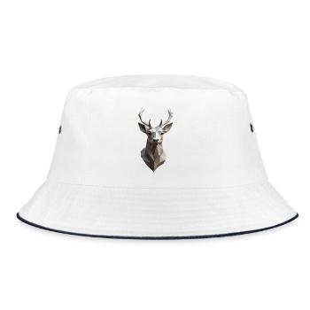 Geometric Deer Head Low-Poly - Bucket Hat - white/navy - Front