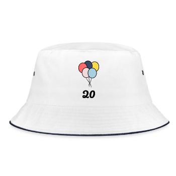 20. 20. JAHRESTAG. 20-JÄHRIGES JUBILÄUM. 20 JAHRE. - Bucket Hat - Weiß/Navy - Vorne