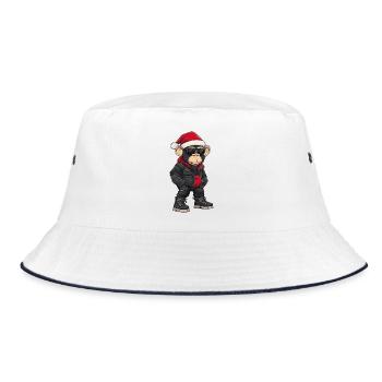 Affe Weihnachten Winter - Bucket Hat - Weiß/Navy - Vorne