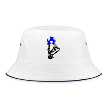 Globe in robot hand - Bucket Hat - white/navy - Front