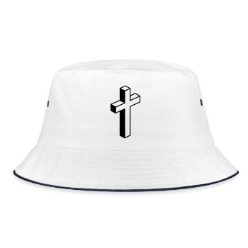 Kreuz Symbol - Bucket Hat - Weiß/Navy - Vorne