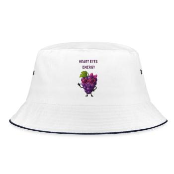 Grape Heart Eyes Energy Cute Cartoon - Bucket Hat - Weiß/Navy - Vorne