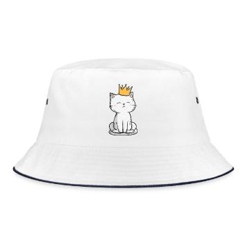 Cat King - Bucket Hat - white/navy - Front