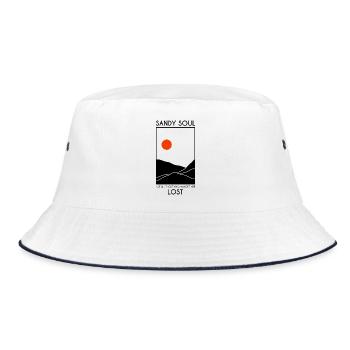 Sand deserts / sand dunes with red sun - Bucket Hat - white/navy - Front