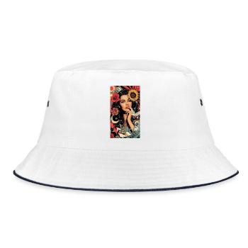 Motif floral pop-art coloré - Bob - blanc/marine - Devant