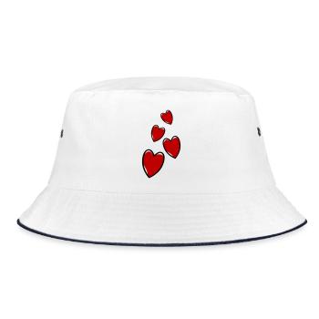 Herzen Symbol - Bucket Hat - Weiß/Navy - Vorne