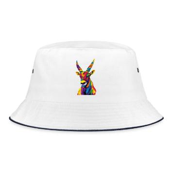 Capricorn Goat Alpine Ibex Capricorn Goats - Bucket Hat - white/navy - Front