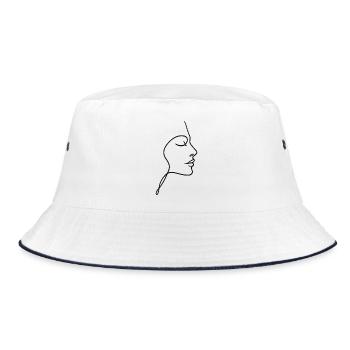 Liniengesicht Silhouette - Bucket Hat - Weiß/Navy - Vorne