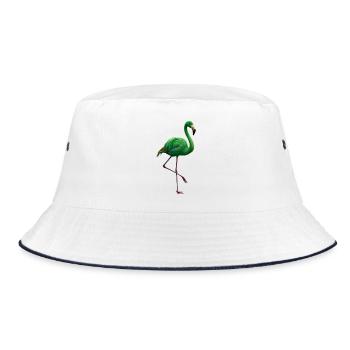 Emerald Flamingo Silhouette - Bucket Hat - white/navy - Front