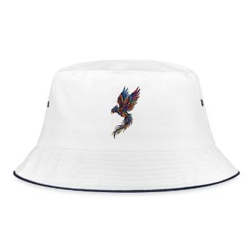 Neon Phoenix on Black - Bucket Hat - white/navy - Front