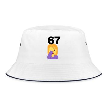 67? FACEPALM, SIX SEVEN TREND. WAS SOLL DAS? 🤔 - Bucket Hat - Weiß/Navy - Vorne