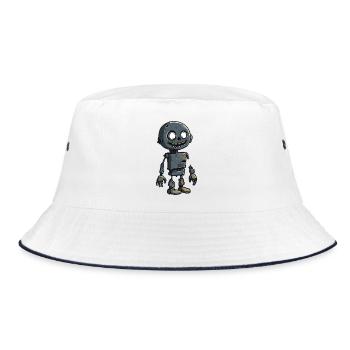 Small Zombie Scrap Robot - Bucket Hat - white/navy - Front