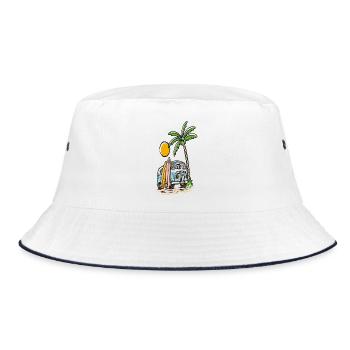 Bus de surf tropical sur la plage de palmiers - Bob - blanc/marine - Devant
