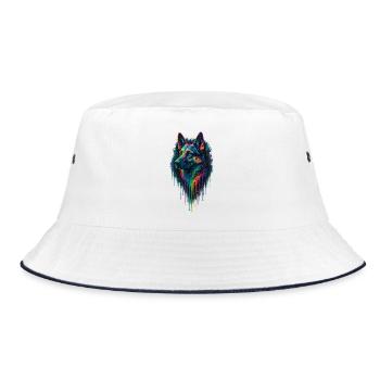German Shepherd Style Abstract Street Art - Bucket Hat - white/navy - Front