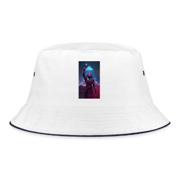 Pharaoh in neon light - Bucket Hat - white/navy - Front