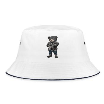 Rocker Bear, veste en cuir Biker - Bob - blanc/marine - Devant